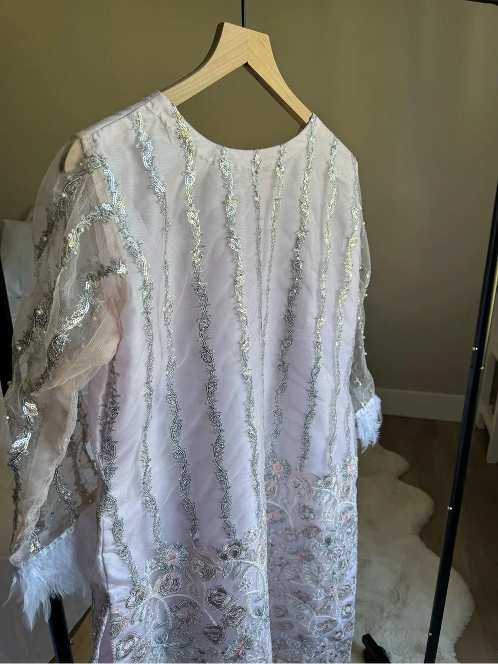 Embroidered Formal Tunic & Matching Dupatta Set Blush Pink B4